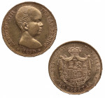 1890*90. Alfonso XIII (1886-1931). Madrid. 20 pesetas. MPM. A&C 114. Au. 6,45 g. Atractiva. EBC-. Est.360.