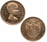 1887*61. Franco (1939-1975). Madrid. 20 pesetas. MPM. A&C 170. Au. 6,48 g. Muy bella. Fecha escasa. SC. Est.650.