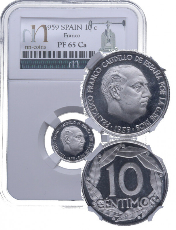 1959. Franco (1939-1975). Madrid. 10 Céntimos. A&C 16. Al. Muy bella. Brillo ori...