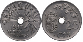1937. Franco (1939-1975). 25 Céntimos. SVV. A&C 17. Cu-Ni. 7,00 g. Buena acuñación. SC. Est.15.