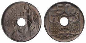 1949*54. Franco (1939-1975). Madrid. 50 Céntimos . A&C 25. Ni. EBC+. Est.15.