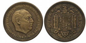 1947*51. Franco (1939-1975). 1 Peseta. A&C 51. Al-Cu. MBC+. Est.40.
