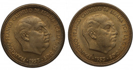 1953*54 *56. Franco (1939-1975). Madrid. Pareja 2,5 Pesetas . A&C 84 y 86. Al-cu. Atractivas. Brillo original. SC-. Est.15.
