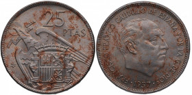 1957*64. Franco (1939-1975). Madrid. 25 Pesetas. A&C 119. Ag. 8,40 g. Pátina. EBC. Est.20.