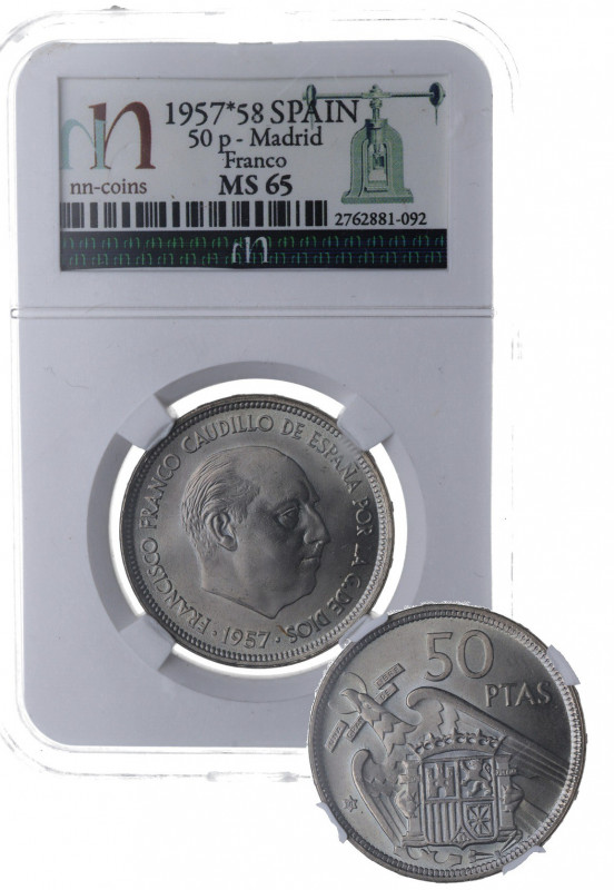 1957*58. Franco (1939-1975). Madrid. 50 Pesetas. A&C 132. Pb. Muy bella. Brillo ...