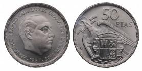 1957*67. Franco (1939-1975). 50 Pesetas. A&C 136. Ni. SC. Est.30.