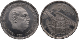 1957*72. Franco (1939-1975). Madrid. 50 Pesetas. A&C 141. Ni. Procedente de cartera Prueba Numismática FNMT. PROOF. Est.50.