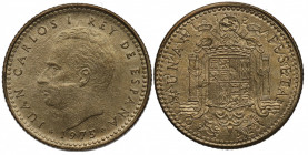 1975*78. Juan Carlos I (1975-2014). 1 Peseta. A&C 5. ERROR: Acuñación inclusa en reverso. SC. Est.90.