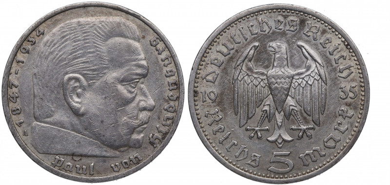 1935 A. Alemania. 5 Marcos. Ag. 13,86 g. EBC. Est.20.
