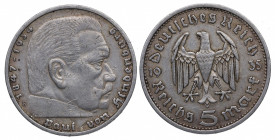1935 E. Alemania. 5 Marcos. Ag. 13,92 g. MBC+. Est.20.