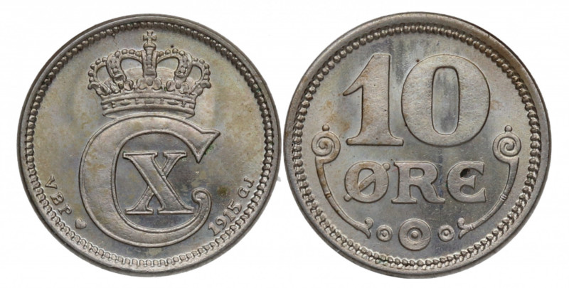 1915. Dinamarca. 10 Ore. Ag. 1,47 g. SC. Est.30.