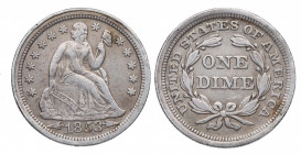 1853. Estados Unidos. 1 Dime. Ag. 2,44 g. MBC+. Est.35.