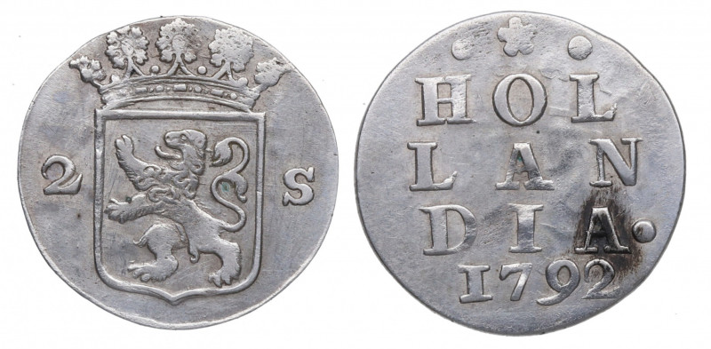 1792. Holanda. 2 Stiver. Ag. 1,79 g. EBC-. Est.35.