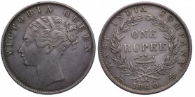 1840. India. Victoria. 1 Rupia. Ag. 11,63 g. Efigie Joven. MBC+. Est.35.