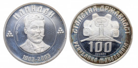 2003. Macedonia. 100 Denari. Ag. 7,04 g. PROOF. Est.120.