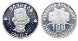 2003. Macedonia. 100 Denari. Ag. 7,00 g. PROOF. Est.120.