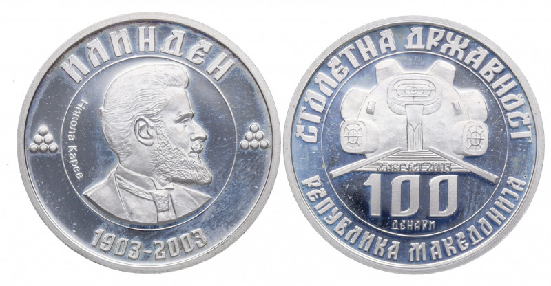 2003. Macedonia. 100 Denari. Ag. 7,00 g. PROOF. Est.120.
