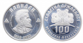 2003. Macedonia. 100 Denari. Ag. 7,00 g. PROOF. Est.120.