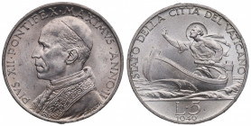 1940. Vaticano. Pio XII. 5 Liras. Ag. 5,02 g. Año II. SC. Est.60.