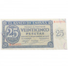 1936. Estado Español (1936-1975). Burgos. 25 Pesetas. Bello. Insignificante manchita en reverso. . SC. Est.160.