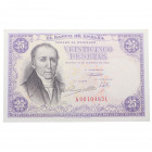 1946. Estado Español (1936-1975). 25 Pesetas. Pick 130. Picos algo romos. SC. Est.90.
