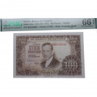 1953. Estado Español (1936-1975). 100 Pesetas. Pick# 145a. Encapsulado por PGM en 66 EPQ. SC. Est.80.