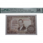 1953. Estado Español (1936-1975). 100 Pesetas. Pick# 145a. Encapsulados por PMG en 58 . SC. Est.40.