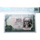1971. Estado Español (1936-1975). 1000 Pesetas. Pick 154. SIN SERIE. Encapsulado por PMG en 58 EPQ. SC-. Est.100.
