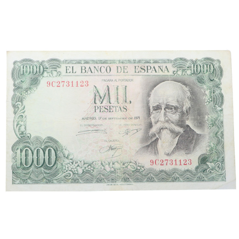 1971. Estado Español (1936-1975). 1000 Pesetas. Pick 154. SERIE 9C. EBC-. Est.60...