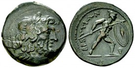 The Brettii AE Reduced Uncia, c. 211-208 BC 

Bruttium, The Brettii . AE Reduced Uncia (22 mm, 8.52 g), c. 211-208 BC. Æ Reduced Uncia (22mm, 10.00 ...