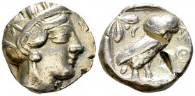 Athens AR Tetradrachm, c. 454-404 BC 

Athens, Attica . AR Tetradrachm (24 mm, 14.26 g), c. 454-404 BC.
Obv. Head of Athena right, wearing crested ...