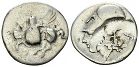 Corinth AR Stater, c. 375-300 BC, minting error 

 Corinthia, Corinth. AR Stater (22 mm, 8.44 g), c. 375-300 Obv. Pegasus flying left; Koppa.
Rev. ...
