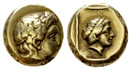 Mytilene EL Hekte, c. 377-326 BC 

 Mytilene, Lesbos. EL Hekte (9-10 mm, 2.54 g), c. 377-326 BC.
 Obv. Head of young Dionysos to right, wearing ivy...
