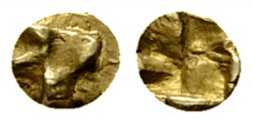 Ionia EL 1/96 stater, 625-600 BC 

 Ionia, uncertain mint. Electrum 1/96 Stater (4 mm, 0.15 g), 625-600 BC.
Obv. Raised quadripartite swastika patt...