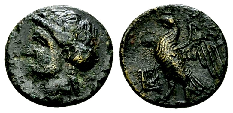 Halikarnassos AE12, mid 4th-3rd centuries BC 

 Caria, Halikarnassos. AE12 (1....