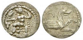 Mazaios AR Obol 

Cilicia, Tarsos . Mazaios (361-334 BC). AR Obol (12 mm, 0.67 g).
Obv. Zeus-Baal seated left, holding Nike and sceptre; before, bu...