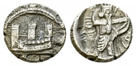 Sidon AR 1/16 Shekel, c. 425-402 BC 

Phoenicia, Sidon . AR 1/16 Shekel (9 mm, 0.83 g), c. 425-402 BC.
Obv. Galley with oars, rudder and row of shi...