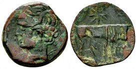 Carthaginians on Sardinia AE18, c. 216 BC 

 Carthaginians on Sardinia. AE18 (4.59 g), c. 216 BC.
Obv. Wreathed head of Tanit left.
Rev. Bull righ...