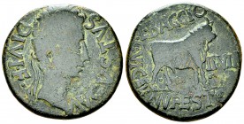 Augustus AE As, Celsa 

 Augustus (27 BC-14 AD). AE As (29 mm, 13.23 g). L. Baggius and Mn. Flavius Festus, duoviri. Celsa, Spain, c. 17-14 BC.
Obv...