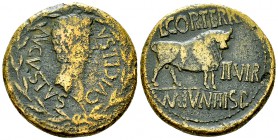 Augustus AE As, Celsa 

 Augustus (27 BC-14 AD). AE As (29 mm, 14.49 g). L. Cornelius Terrenus and M. Junius Hispanus, duoviri . Celsa, Spain.
Obv....
