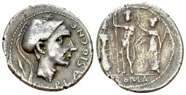 Cn. Blasio Cn. F. AR Denarius, 112/111 BC 

 Cn. Blasio Cn. F. AR Denarius (16-17 mm, 3.37 g), Roma, 112/111 BC. 
Obv. Helmteted head of Mars right...