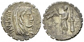 A. Postumius Albinus AR Denarius serratus, 81 BC

A. Postumius Albinus . AR Denarius serratus, Rome, 81 BC.
Obv. Veiled head of Hispania to right, ...