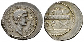 Octavianus AR Denarius, mint in Italy, 42 BC 

 Octavianus . AR Denarius (19-20 mm, 3.97 g). Mint moving with Octavian in Italy, 42 BC.
Obv. CAESAR...