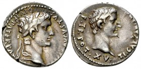 Augustus with Tiberius AR Denarius, Lugdunum 

 Augustus (27 BC-14 AD), with Tiberius Caesar. AR Denarius (17-18 mm, 3.82 g), Lugdunum, 13/14 AD.
O...