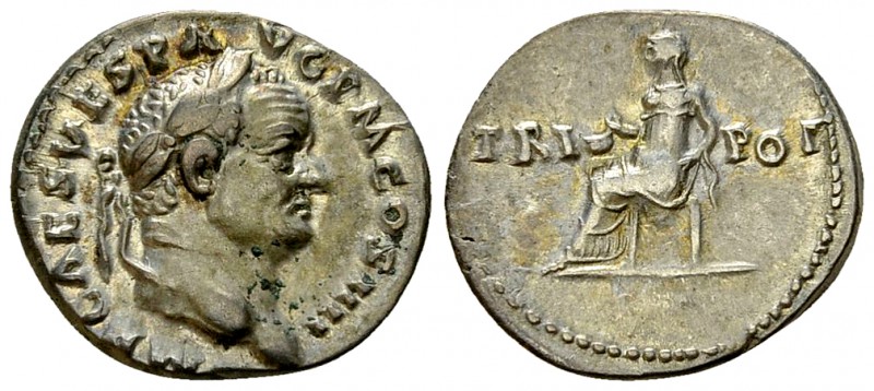 Vespasianus AR Denarius, Vesta reverse 

 Vespasianus (69-79 AD). AR Denarius ...