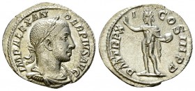Severus Alexander AR Denarius, Sol reverse 

 Severus Alexander (222-235 AD). AR Denarius (18-20 mm, 2.70 g), Rome, 232 AD.
Obv. IMP ALEXANDER PIVS...