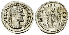 Maximinus I AR Denarius, Emperor reverse 

 Maximinus I. Thrax (235-238 AD). AR Denarius (19-20 mm, 3.40 g), Rome.
Obv. IMP MAXIMINVS PIVS AVG GERM...