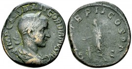 Gordianus III. Pius AE Sestertius, Emperor reverse 

 Gordianus III Pius (238-244 AD). AE Sestertius (28-30 mm, 21.64 g), Rome.
Obv. IMP CAES M ANT...