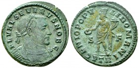 Severus II AE Nummus, Treveri 

 Severus II. Caesar (305-306 AD). AE Nummus (27-28 mm, 9.28 g), Treveri.
Obv. FL VAL SEVERVS NOB C, Laureate and cu...