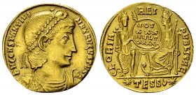 Constantius II AV Solidus, Thessalonica, rare 

 Constantius II. (337-361 AD). AV Solidus (21 mm, 4.10 g). Thessalonica, AD 355-361.
Obv. D N CONST...